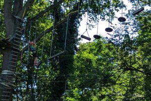 Kind auf dem Hoch-Parcours des Kletterparks